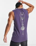 Jack & Jones Originals Oversized Tank Top With Moon Back Print In Dark Gray