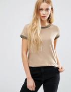 Brave Soul T-shirt With Contrast Trim - Brown