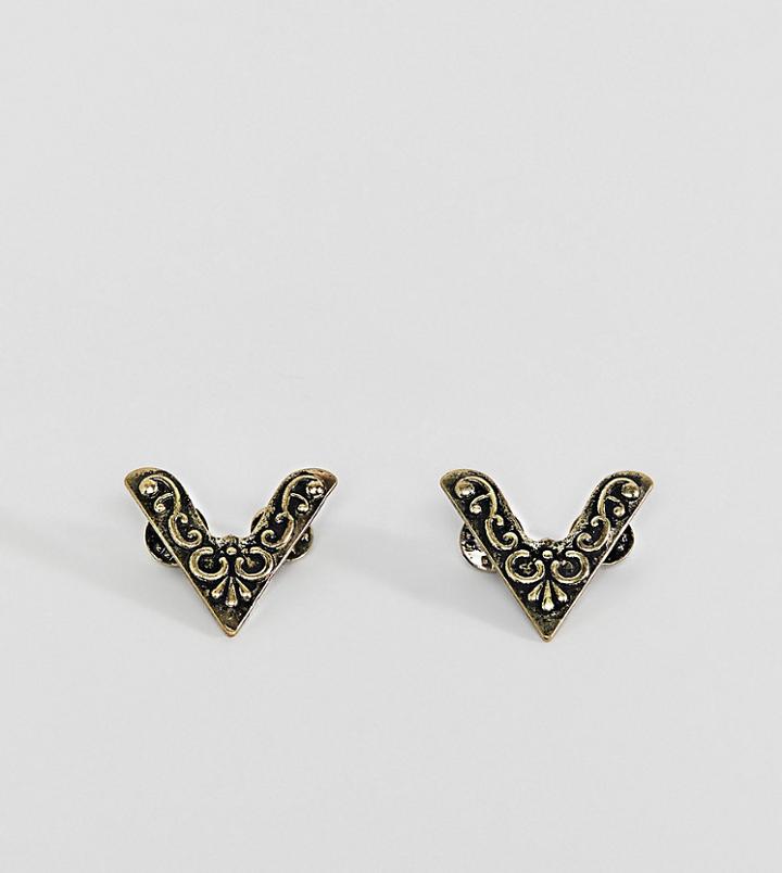 Reclaimed Vintage Inspired Patterned Collar Tips In Antiqued Gold Exclusive To Asos - Gold