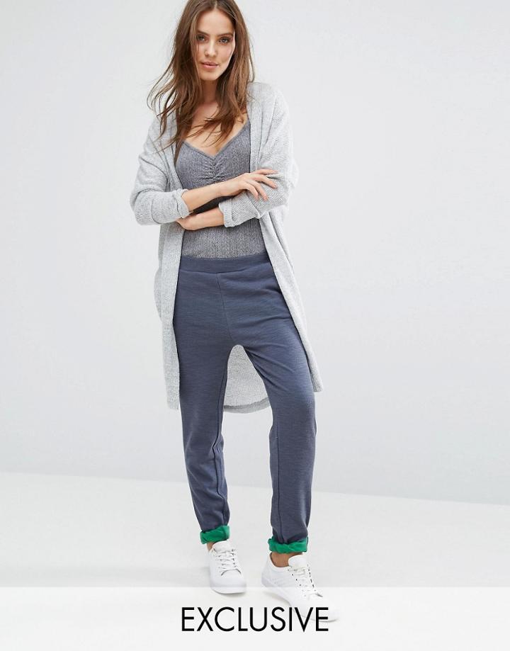 Stitch & Pieces Rib Joggers - Blue