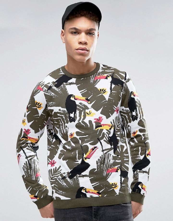 Asos All Over Toucan Design Sweater - Multi