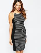 Lispy Cami Strap Body-conscious Dress In Mono Stripe Print - Mono