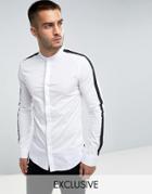 Only & Sons Skinny Smart Shirt With Cut And Sew Arm Detail - White