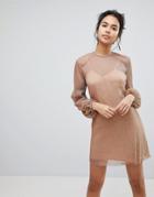 Keepsake Step Down Slinky Shift Dress - Copper