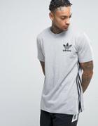 Adidas Originals Longline T-shirt In Gray Bk7586 - Gray