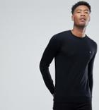 Farah Tall Mullen Slim Fit Merino Sweater In Black - Black