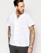 Asos White Shirt With Revere Collar And Elasticated Hem - White