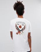 Asos Longline T-shirt With Eagle Back Print And Chest Print - White