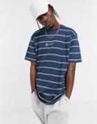 Mennace Striped Logo T-shirt In Green