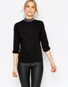 Vero Moda Embellished High Neck Long Sleeve Top - Black
