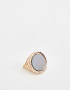 Chained & Able Chunky Gold Ring With White Stone - Gold