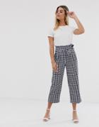 Jdy Culotte Pants With Tie Waist In Houndstooth-multi