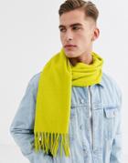 Asos Design Woven Scarf In Light Olive-green