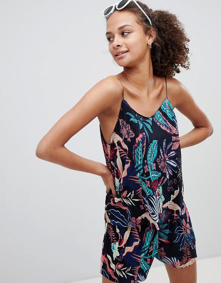 Only Tropical Plisse Cami Top (coord) - Multi