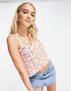 Asos Design Daisy Crochet Tank Top-multi