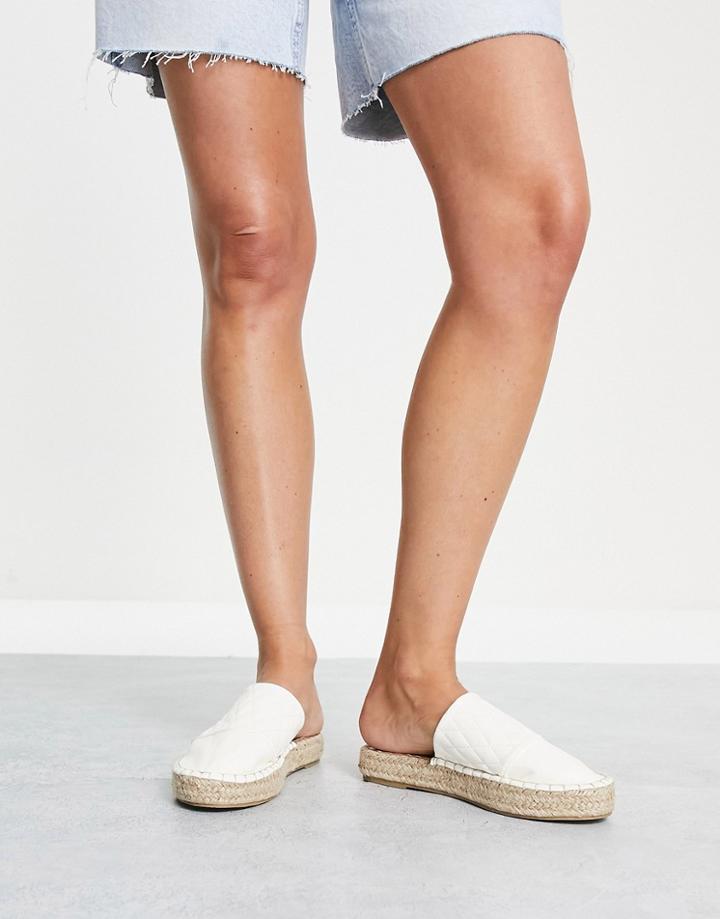 South Beach Toe Cap Espadrille Mules In White Quilt