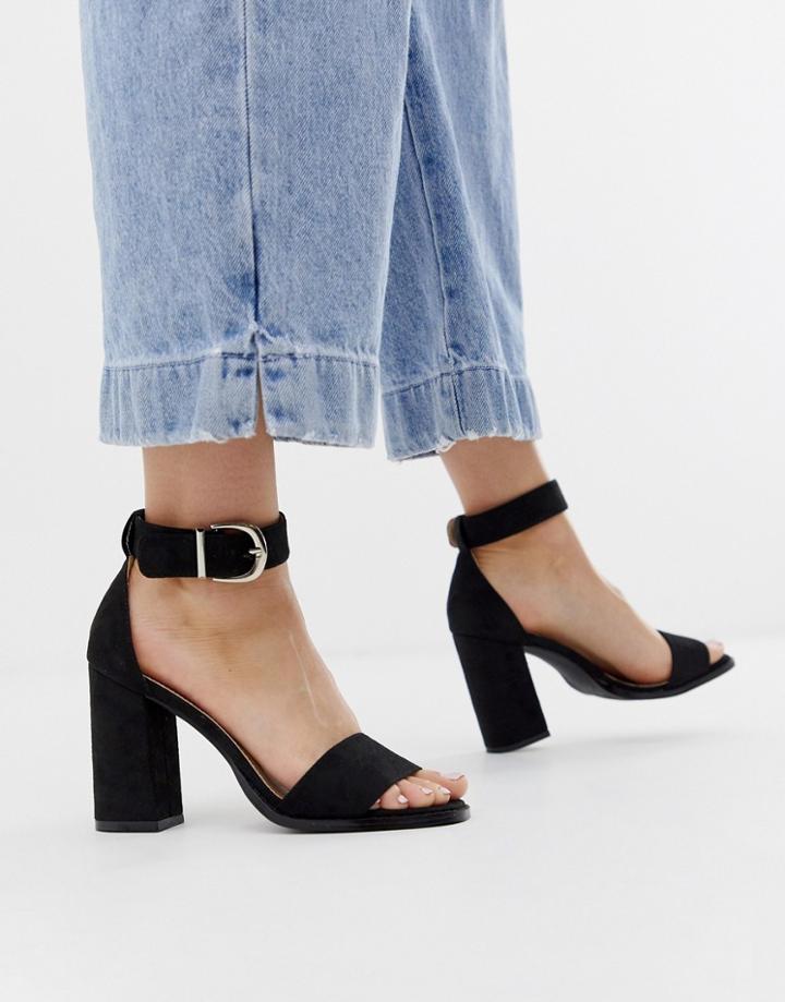 Raid Fleur Black Block Heeled Sandals