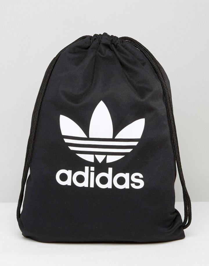 Adidas Originals Drawstring Backpack With Trefoil Logo And Shoulder Strap - Black