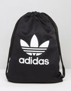 Adidas Originals Drawstring Backpack With Trefoil Logo And Shoulder Strap - Black