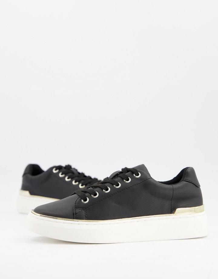 London Rebel Lace Up Metal Trim Sneakers In Black