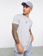 Topman Longline T-shirt In Gray