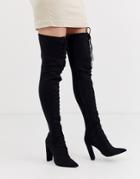 Asos Design Knowledge Lace Up Thigh High Boots In Black