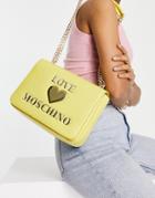 Love Moschino Heart Logo Shoulder Bag In Yellow
