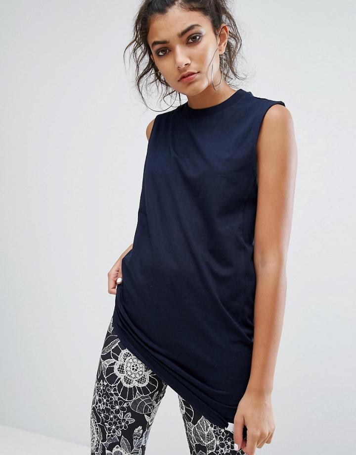Adidas Xbyo White Longline Tank - Blue