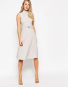 Asos Midi Dress With Clean High Neck - Gray