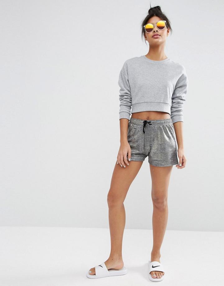 Asos Metallic Festival Shorts - Silver
