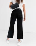 Monki Straight Leg Jeans With Contrast Stitching In Black