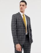 Farah Slim Fit Check Suit Jacket In Gray - Gray