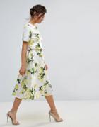 Amy Lynn A Line Midi Skirt In Lemon Print - White