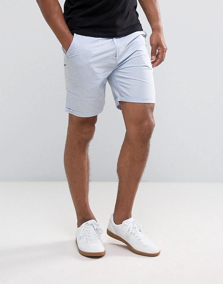 Brave Soul Oxford Cotton Shorts - Blue
