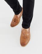 Walk London Chris Woven Tassel Loafers In Tan