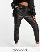 Asos Design Hourglass Leather Look Pant In Black