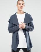 Asos Cardigan With Wrap Body And Cowl Neck - Blue