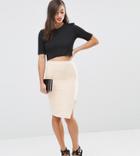 Asos Petite Skirt With Thigh Split - Pink