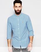 Farah Shirt With Gingham Check Slim Fit Exclusive - Navy