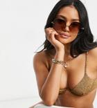 South Beach Exaggerated Wire Bikini Top In Gold Metallic