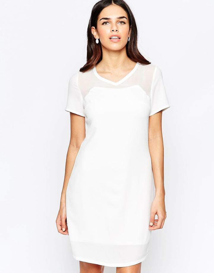 Lavand Short Sleeve Shift Dress With Keyhole Back - W