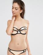 New Look Metallic Contrast Binding Bikini Top - Copper