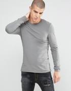 Asos Extreme Muscle Long Sleeve T-shirt With Crew Neck In Charcoal - Gray
