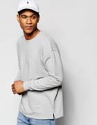 Asos Oversized Sweatshirt With Fixed Hem In Gray Marl - Gray Marl