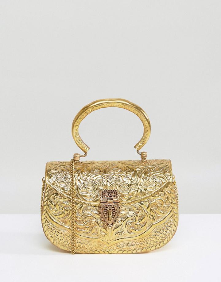 Park Lane Handmade Etched Metal Bag - Gold