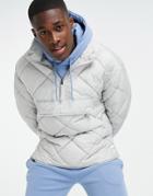 Topman Quilted Funnel Neck Jacket In Gray - Gray-grey