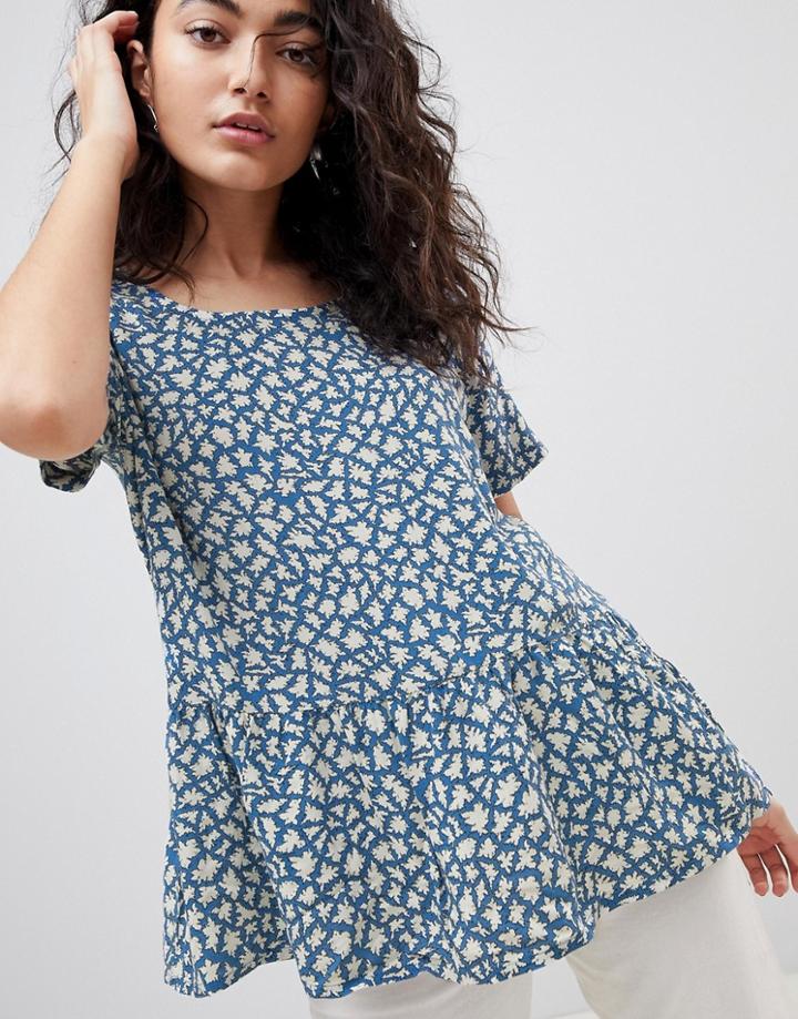 B.young Abstract Floral Peplum Top - Multi
