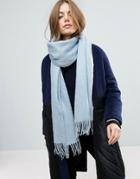 Asos Supersoft Long Woven Scarf With Tassels - Blue