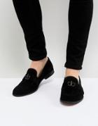 Asos Loafers In Black Suede With Crown Snaffle - Black