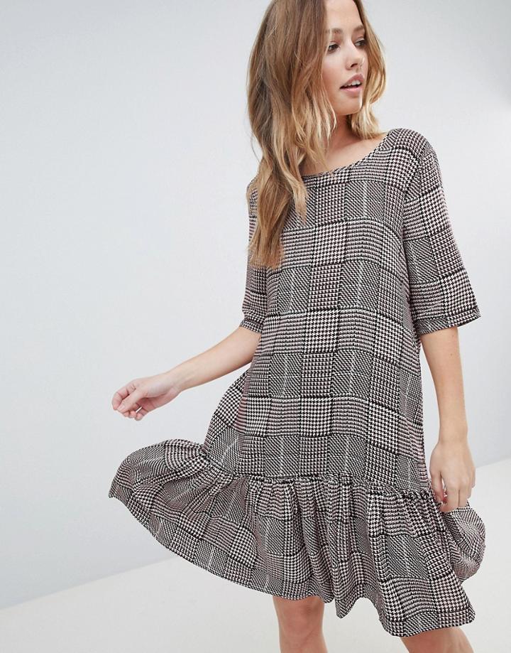 Vila Check Drop Waist Dress - Purple